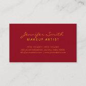 Monogram Makeup Artist Maroon Background Visitenkarte (Rückseite)