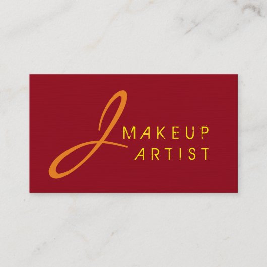 Monogram Makeup Artist Maroon Background Visitenkarte (Vorderseite)