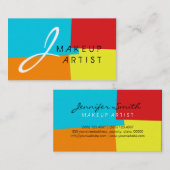 Monogram Makeup Artist Modern Retro Colors #4 Visitenkarte (Vorne/Hinten)