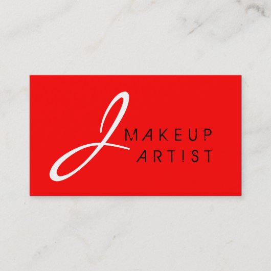 Monogram Makeup Artist Red Background Visitenkarte (Vorderseite)