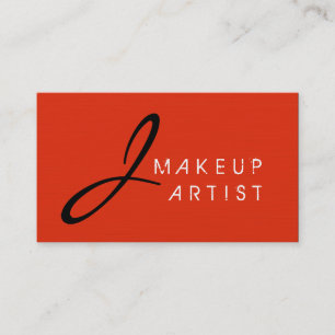 Monogram Makeup Artist Red Orange Hintergrund Visitenkarte