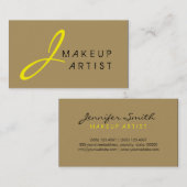 Monogram Makeup Artist Tan Background Visitenkarte (Vorne/Hinten)