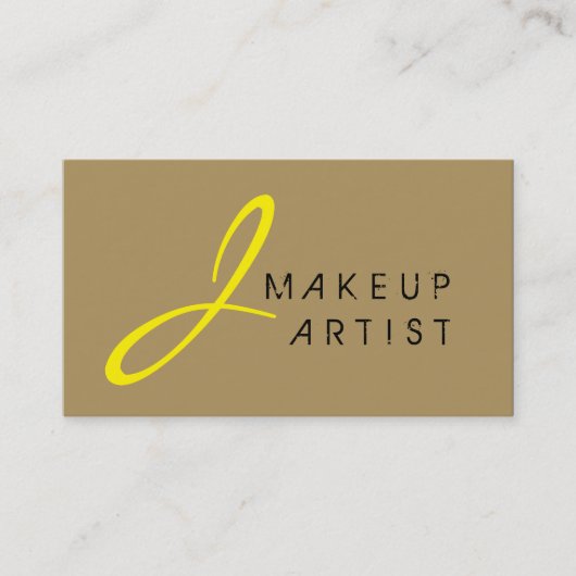 Monogram Makeup Artist Tan Background Visitenkarte (Vorderseite)