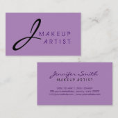 Monogram Makeup Artist Violet Background #2 Visitenkarte (Vorne/Hinten)