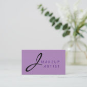Monogram Makeup Artist Violet Background #2 Visitenkarte (Stehend Vorderseite)