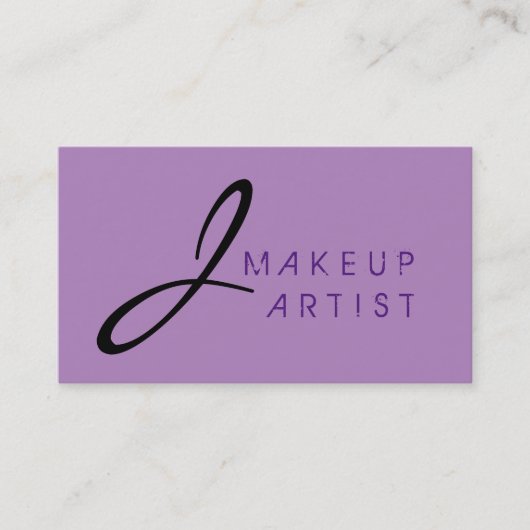 Monogram Makeup Artist Violet Background #2 Visitenkarte (Vorderseite)