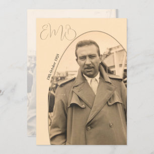 Monogram Male Foto 80. Geburtstag Stilvoll Geburts Einladung