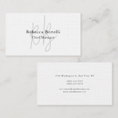 Monogram Manager Zwei Side Premium Linen Visitenkarte (Vorne/Hinten)