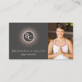 Monogram Mandala Yoga Logo, Foto hinzufügen Visitenkarte