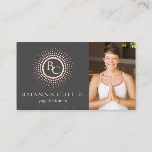 Monogram Mandala Yoga Logo, Foto hinzufügen Visitenkarte