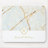 Monogram Marble Elegant White Gold Mousepad (Vorne)