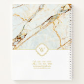 Monogram Marble Elegant White Gold Spiral Notebook Notizblock (Rückseite)