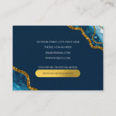 Monogram-Marble für Blue & Gold Agate Geode Glitze Visitenkarte (Rückseite)