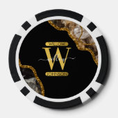 Monogram-Marble für den Black & Gold Agate Geode G Pokerchips (Rückseite)
