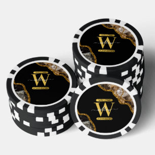 Monogram-Marble für den Black & Gold Agate Geode G Pokerchips