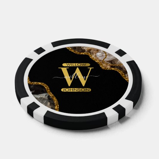 Monogram-Marble für den Black & Gold Agate Geode G Pokerchips (Einzeln)