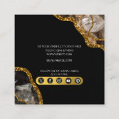 Monogram-Marble für den Black & Gold Agate Geode G Quadratische Visitenkarte (Rückseite)