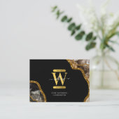 Monogram-Marble für den Black & Gold Agate Geode G Visitenkarte (Stehend Vorderseite)