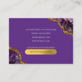 Monogram-Marble für lila- und Gold-Agate-Geode-Gli Visitenkarte (Rückseite)