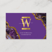 Monogram-Marble für lila- und Gold-Agate-Geode-Gli Visitenkarte (Vorderseite)