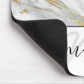 Monogram Marble Gold Grau White Abstrakt Mousepad (Ecke)