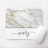 Monogram Marble Gold Grau White Abstrakt Mousepad (Mit Mouse)