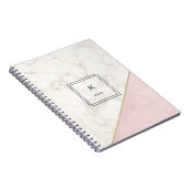 Monogram Marble Minimalistische Rose Gold Elegant Notizblock (Rechte Seite)