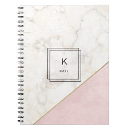 Monogram Marble Minimalistische Rose Gold Elegant Notizblock