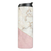 Monogram Marble Rose Gold Black Minimalistisch Mod Thermosbecher (Nach links gedreht)