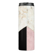 Monogram Marble Rose Gold Black Minimalistisch Mod Thermosbecher (Rückseite)