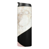 Monogram Marble Rose Gold Black Minimalistisch Mod Thermosbecher (Nach rechts gedreht)