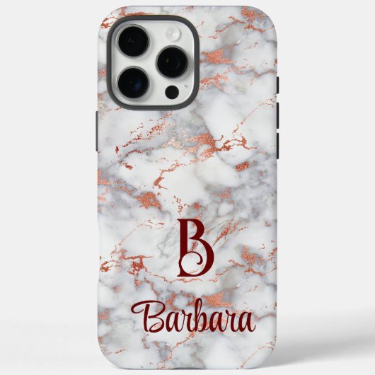 Monogram Marble Rose Gold  Case-Mate iPhone Case (Rückseite)