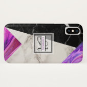 Monogram Marble Schwarz Pink Lila Geometric Case-Mate iPhone Hülle (Rückseite (Horizontal))