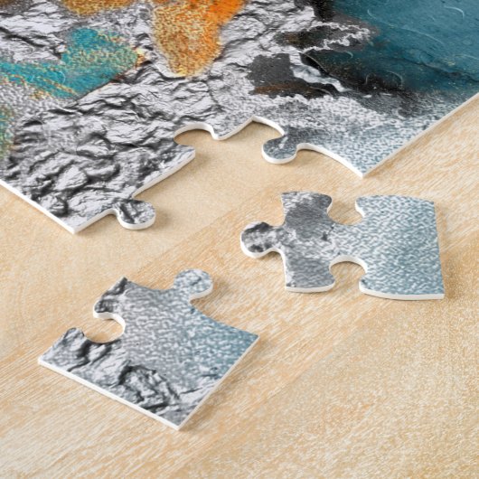 Monogram marble watercolor silver Turquoise Puzzle (Seite)