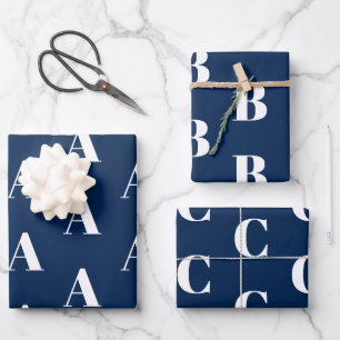 Monogram Marine blau, individuelles Muster Geschenkpapier Set