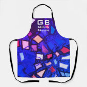 Monogram Marine blau lila abstraktes Muster hell Schürze (Vorderseite)
