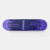 Monogram Marine Blue Glitzer Tropfen einzigartig Skateboard (Horizontal)