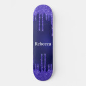 Monogram Marine Blue Glitzer Tropfen einzigartig Skateboard (Vorderseite)