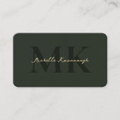 Monogram Marketing Beruflich Modernes Dunkles Grün Visitenkarte (Vorderseite)