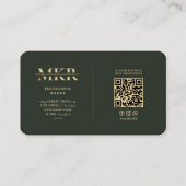 Monogram Marketing Beruflich Modernes Dunkles Grün Visitenkarte (Rückseite)