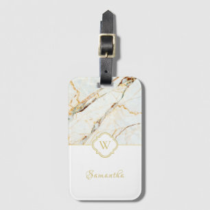 Monogram-Marmor Elegante White Gold-Gepäckmarke Gepäckanhänger