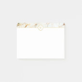 Monogram-Marmor Elegante White Gold Notes Post-it Klebezettel (Vorderseite)