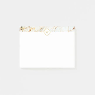 Monogram-Marmor Elegante White Gold Notes Post-it Klebezettel