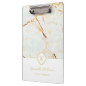 Monogram-Marmor Elegante White Gold-Zwischenablage Klemmbrett (Links)