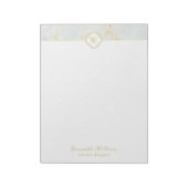 Monogram-Marmor Eleganter White-Gold-Letter-Notepa Notizblock (Rotiert)