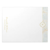 Monogram-Marmor Eleganter White-Gold-Letter-Notepa Notizblock (Vorderseite)
