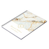 Monogram-Marmor Elegantes White-Gold-Notebook Notizblock (Linke Seite)