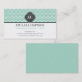 MONOGRAM-Marokkanisches Fliesenmuster Minze grün g Visitenkarte (Vorne/Hinten)