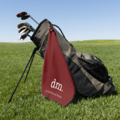 Monogram Maroon Golf Handtuch mit weißem Text (Gras)