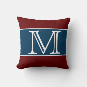 MONOGRAM Maroon Navy Blue Streifen Solid Color Kissen
